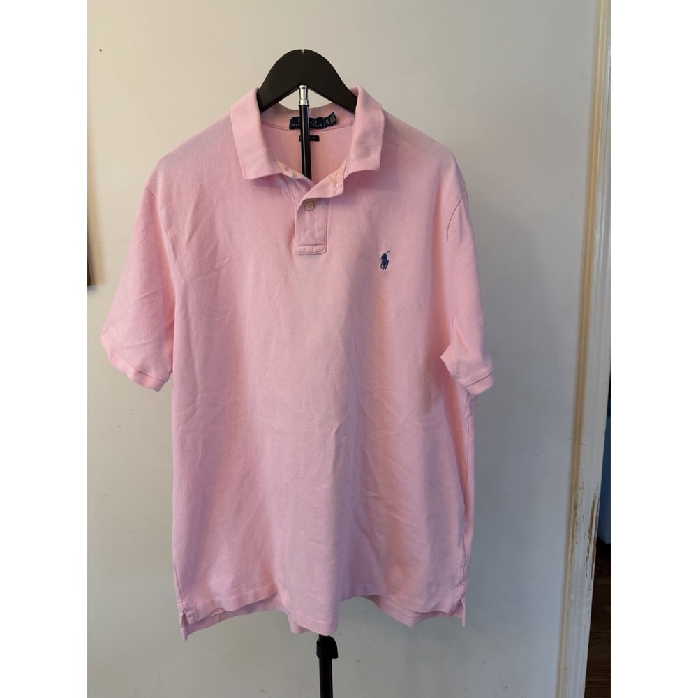 Polo Ralph Lauren Cotton Pink Polo Shirt Blue Pony Logo Men's XL